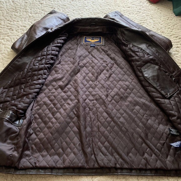 AIRBORNE Leather Jacket BROWN Coat Mens Large Vintage Please See Pictures - Picture 8 of 11